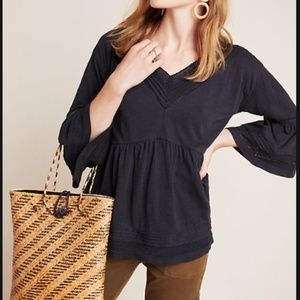 ANTHROPOLOGIE BELL SLEEVE BABYDOLL TOP SIZE L